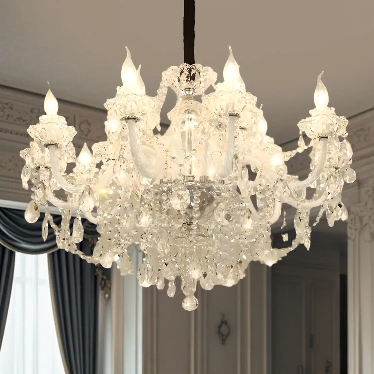 Modern Luxury Clear Crystal Chandeliers with Height-Adaptive Image - 2 | homeyfad