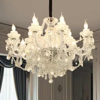 Modern Luxury Clear Crystal Chandeliers with Height-Adaptive Image - 2