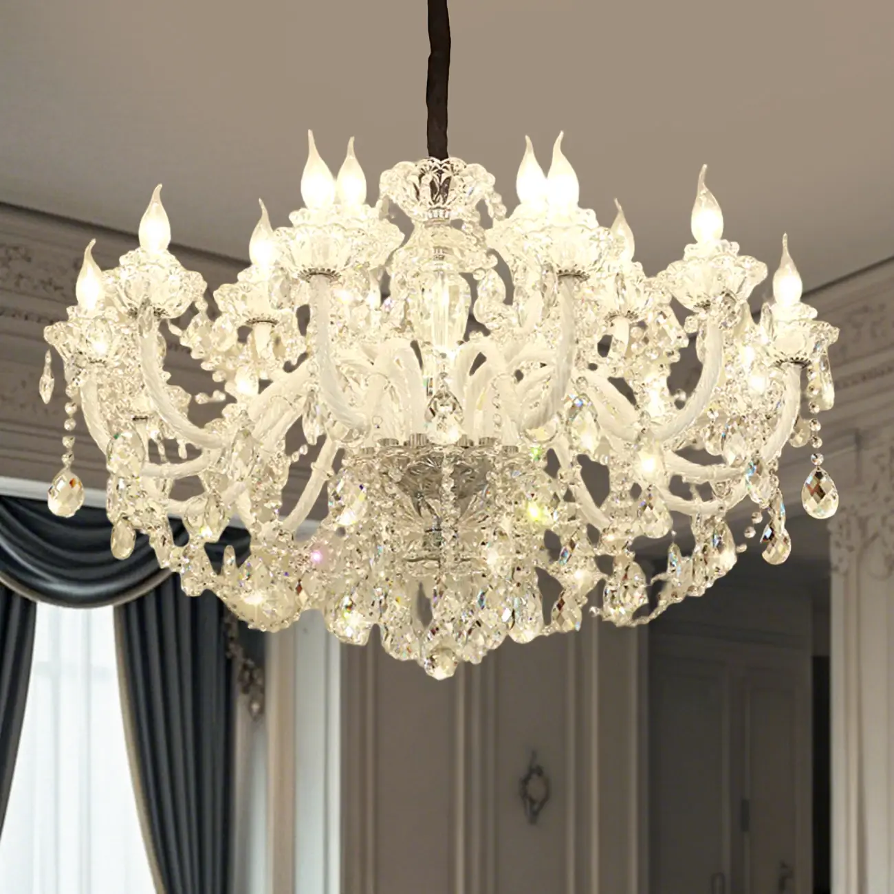 Modern Luxury Clear Crystal Chandeliers with Height-Adaptive Image - 1 | homeyfad