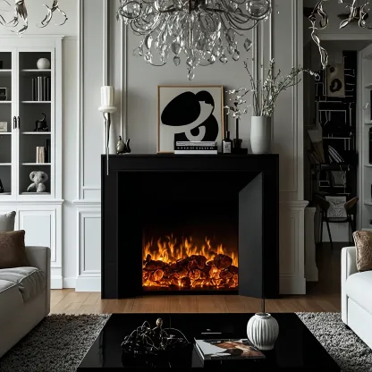 Stylish Tall Wooden TV Stand with Fireplace for Living Room Image - 6