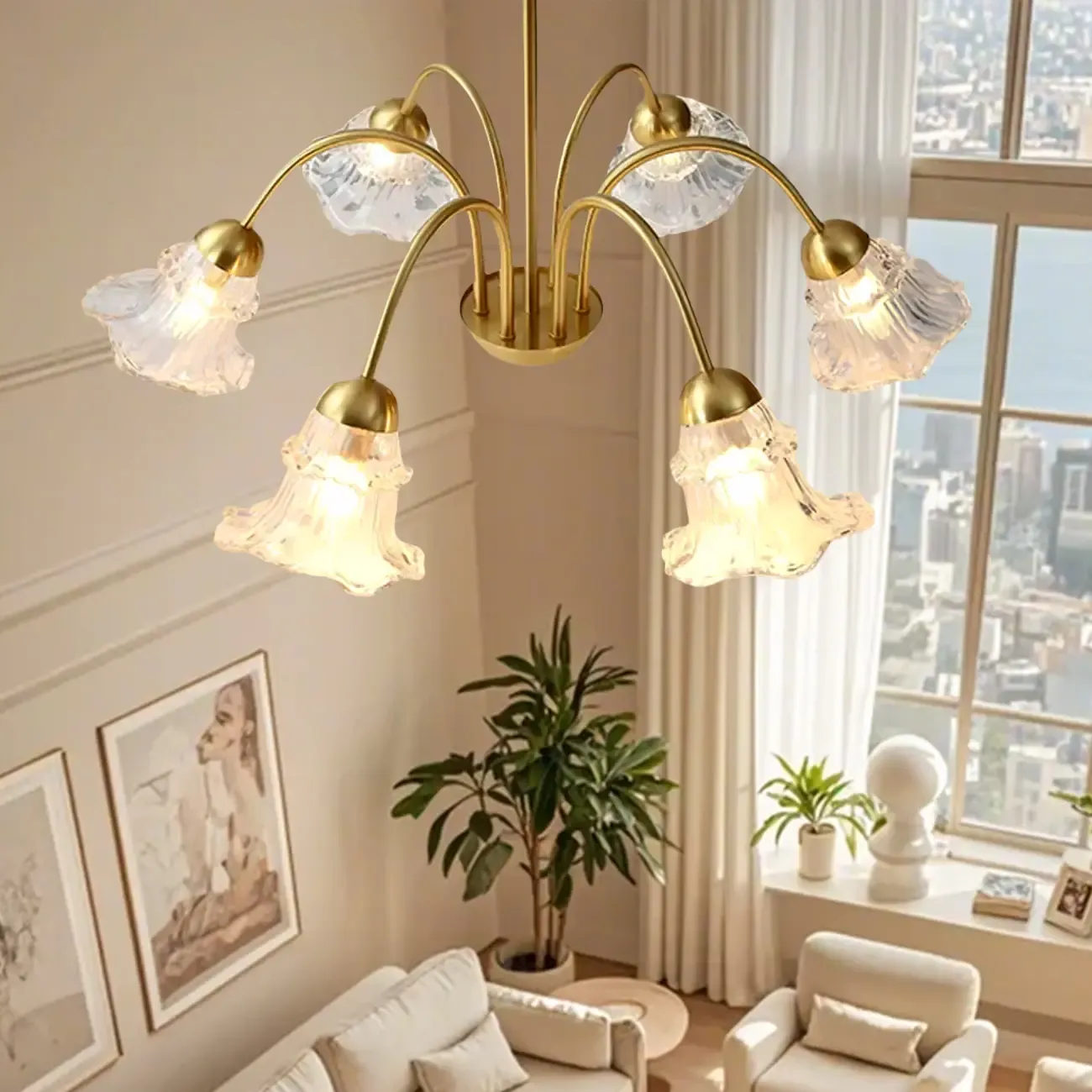 Luxury Vintage Crystal Flower Chandelier for Living Room Image - 17
