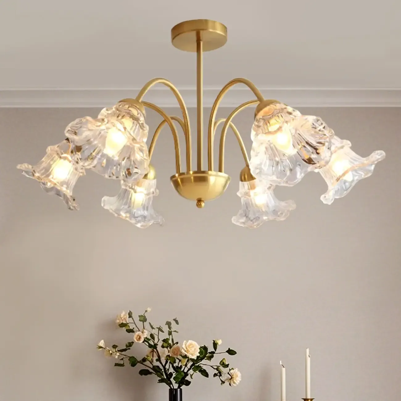 Luxury Vintage Crystal Flower Chandelier for Living Room Image - 1
