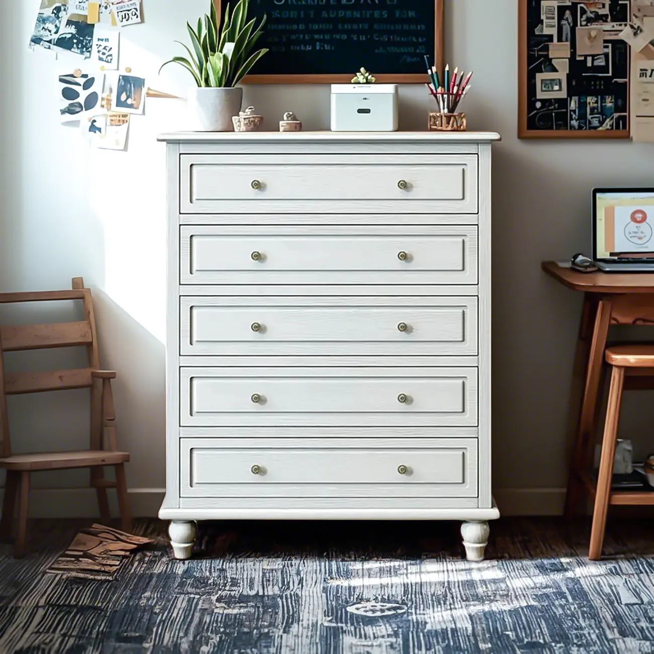 Elegant Ash Wood Freestanding Chest with 5-Drawers Image - 1 | homeyfad