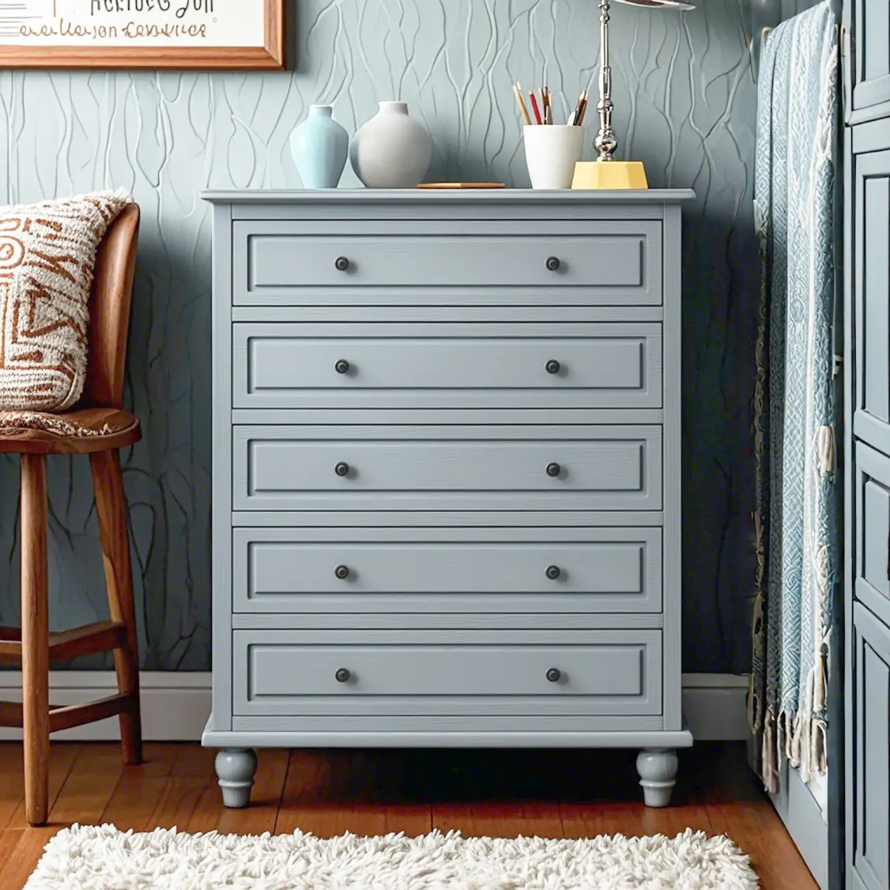 Elegant Ash Wood Freestanding Chest with 5-Drawers Image - 3 | homeyfad