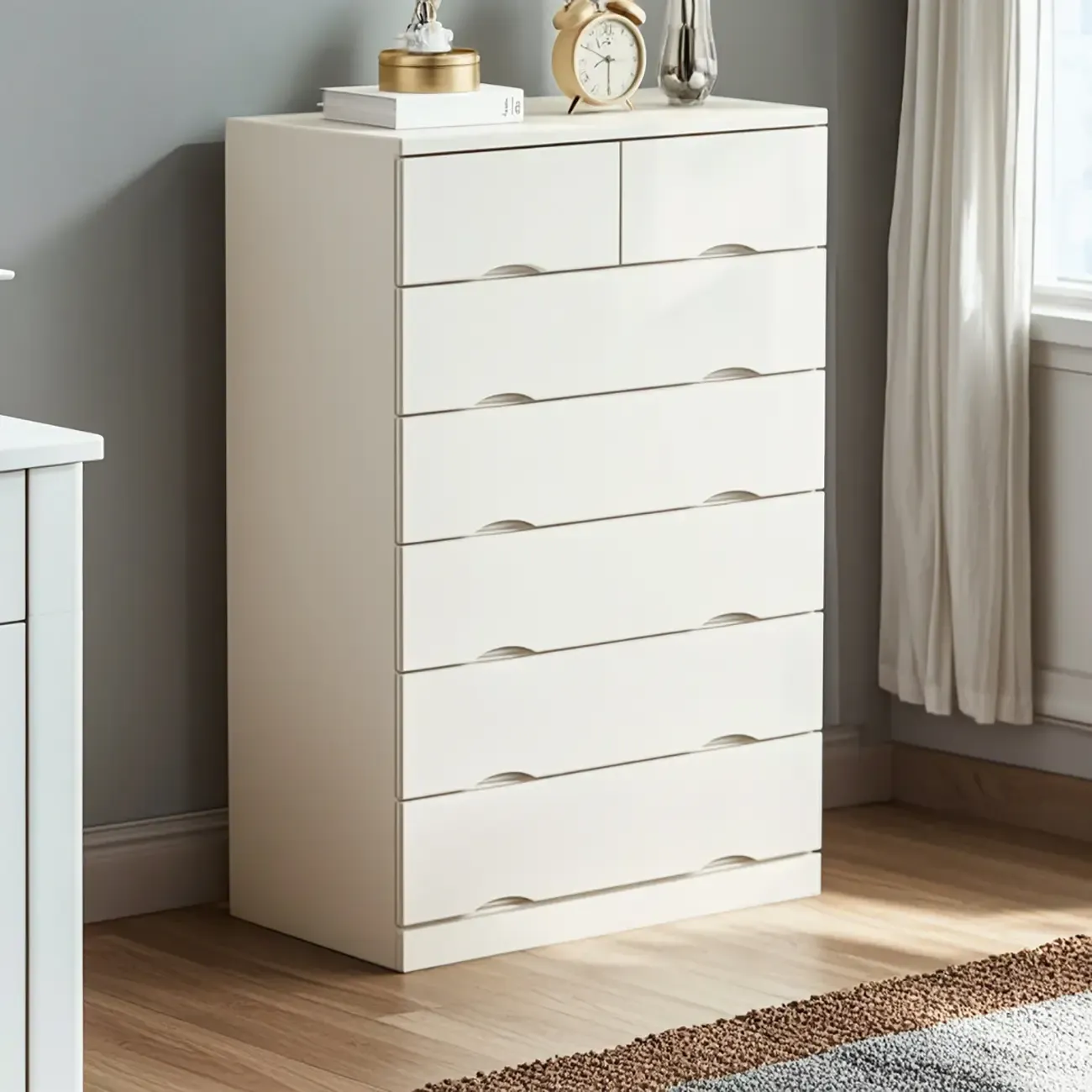 Classic White Wooden Dresser with Silent Drawers for Bedroom Image - 3