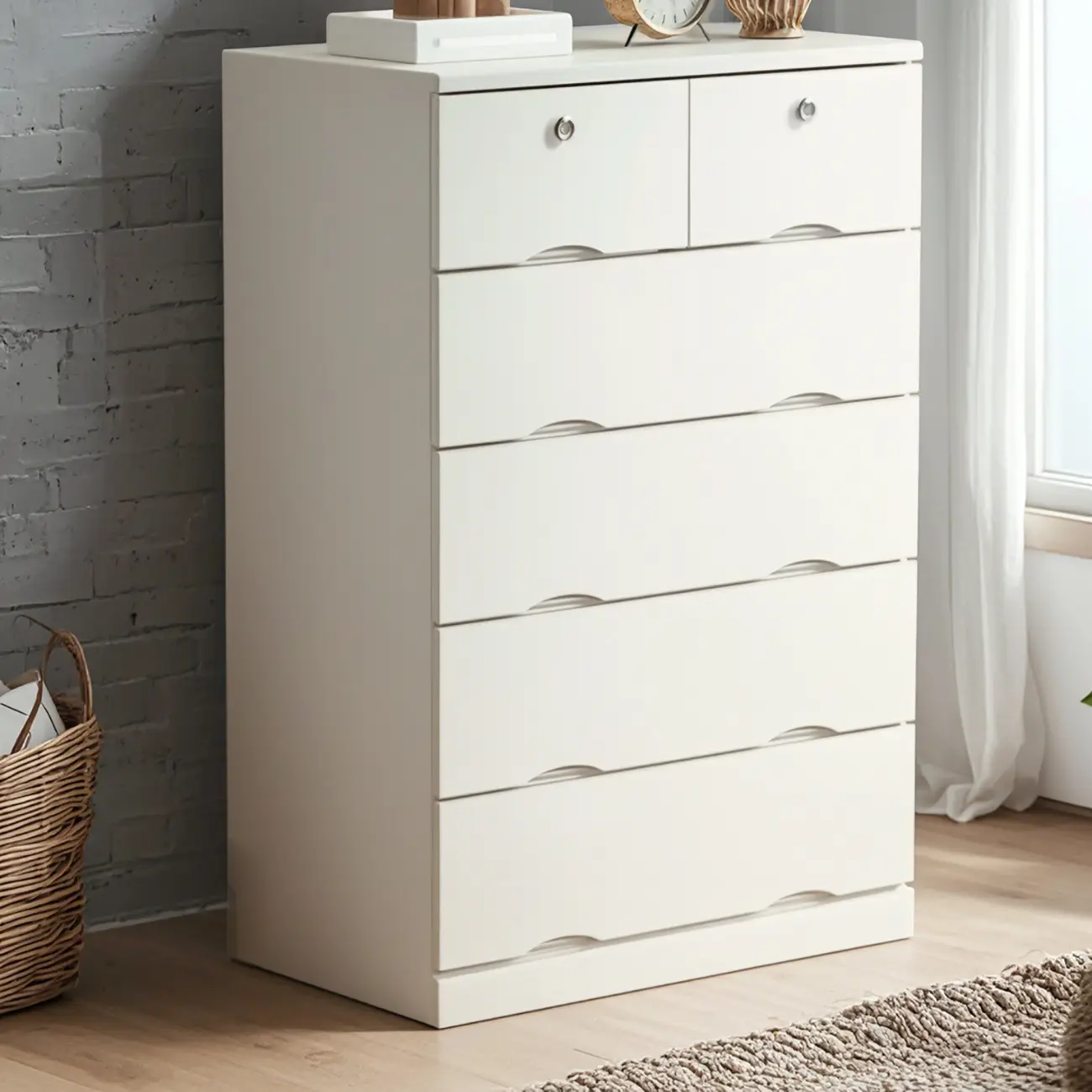 Classic White Wooden Dresser with Silent Drawers for Bedroom Image - 4 | homeyfad