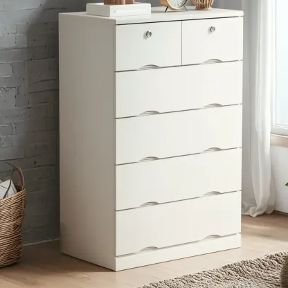 Classic White Wooden Dresser with Silent Drawers for Bedroom Image - 4