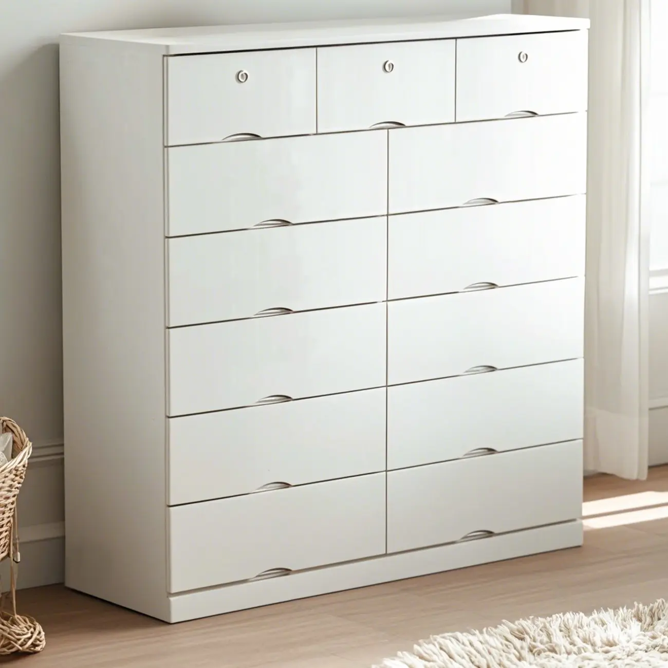 Classic White Wooden Dresser with Silent Drawers for Bedroom Image - 7 | homeyfad