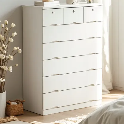 Classic White Wooden Dresser with Silent Drawers for Bedroom Image - 6