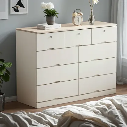 Classic White Wooden Dresser with Silent Drawers for Bedroom Image - 5