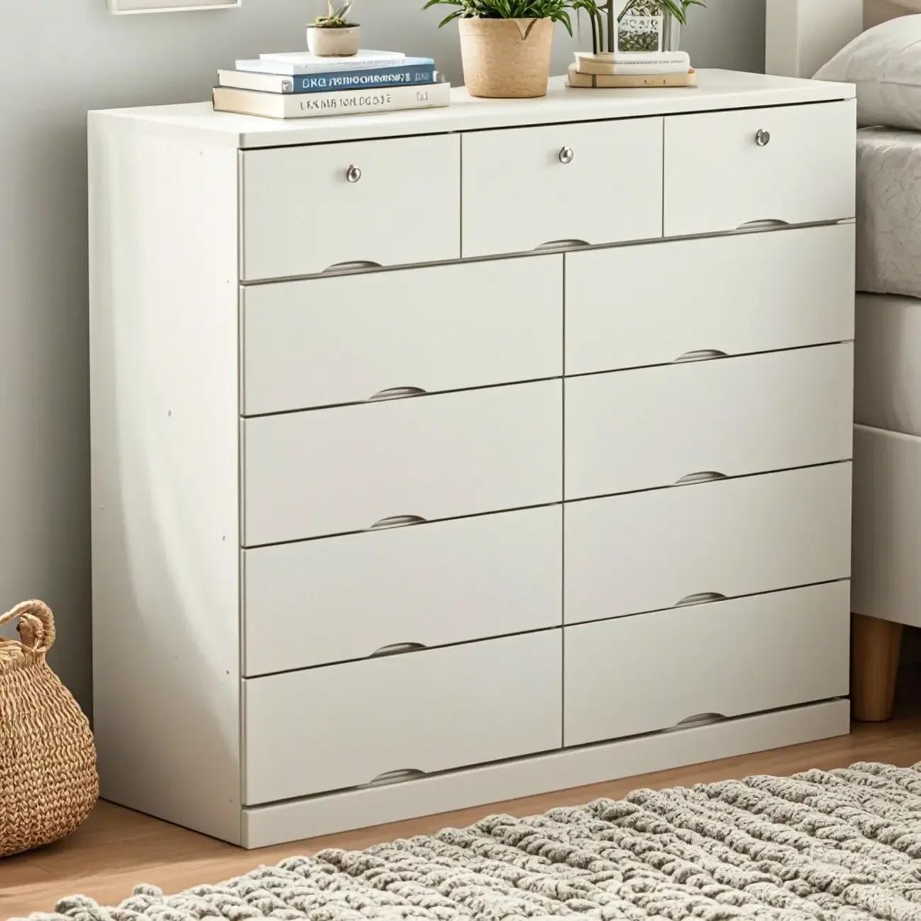 Classic White Wooden Dresser with Silent Drawers for Bedroom Image - 8