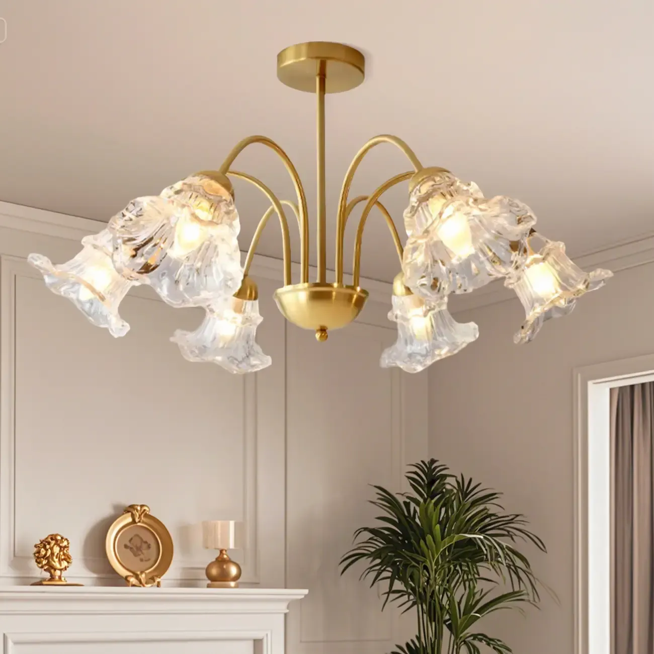 Luxury Vintage Crystal Flower Chandelier for Living Room Image - 4