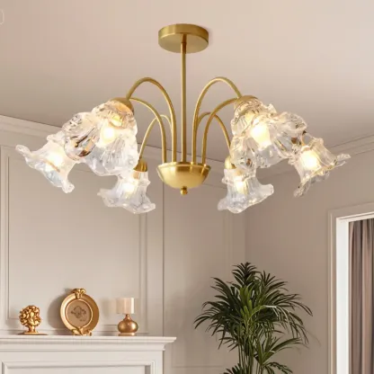 Luxury Vintage Crystal Flower Chandelier for Living Room Image - 4