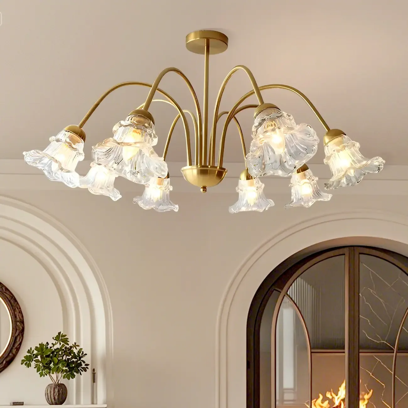 Luxury Vintage Crystal Flower Chandelier for Living Room Image - 5