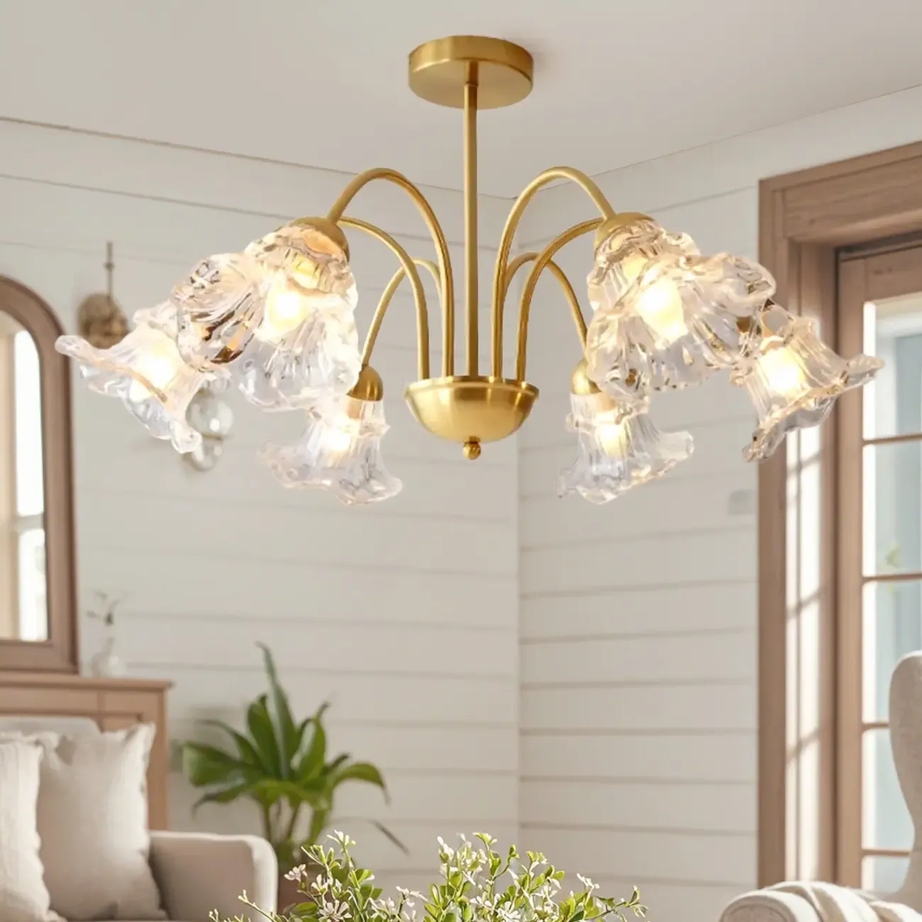 Luxury Vintage Crystal Flower Chandelier for Living Room Image - 6