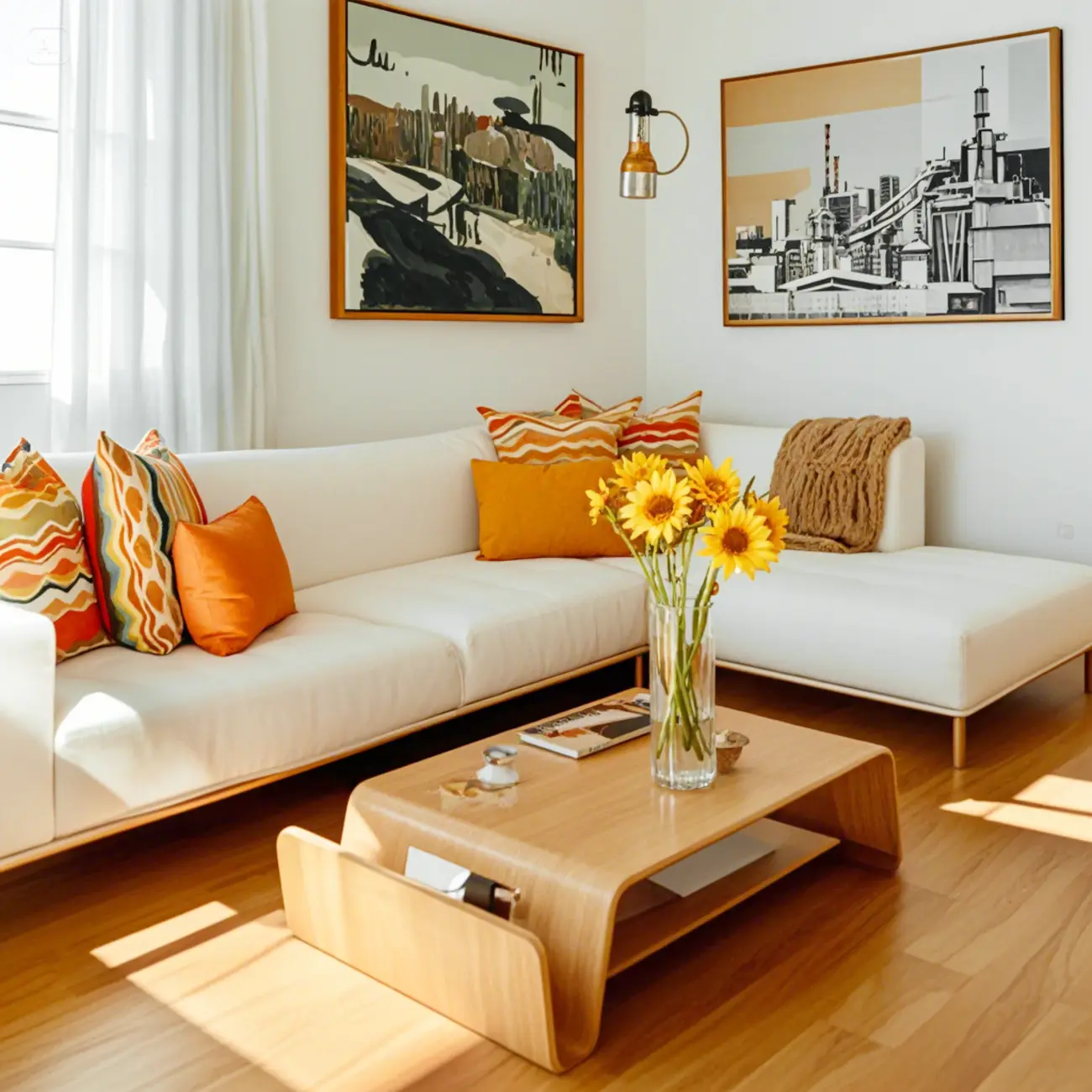 Modern Wooden Brown Curved Coffee Table with Double Pedestal Image - 5 | homeyfad