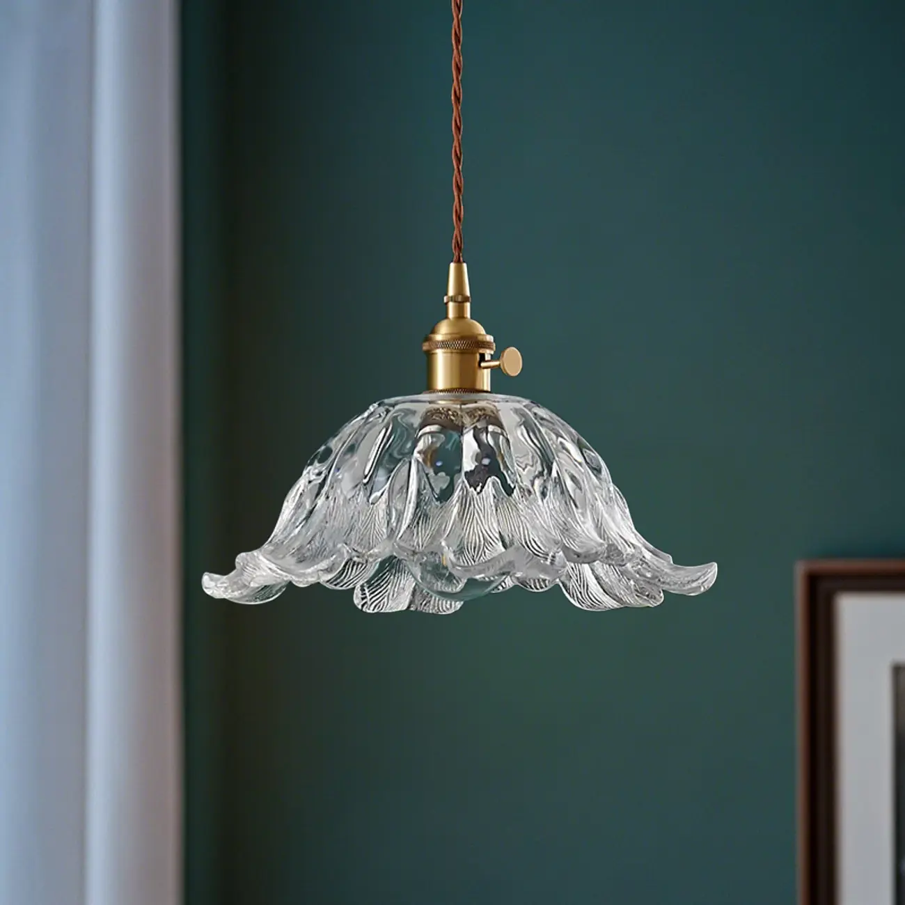 Vintage Blooming Floral Glass Pendant Light for Decor Image - 3 | homeyfad