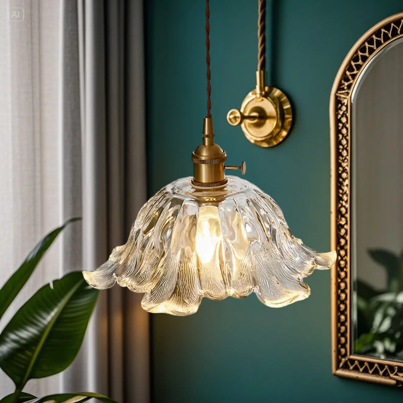 Vintage Blooming Floral Glass Pendant Light for Decor Image - 4 | homeyfad