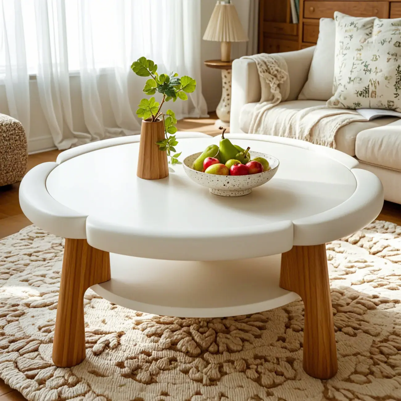 Irregular Cute Wooden Coffee Table with Storage for Living Room  Image - 1 | homeyfad