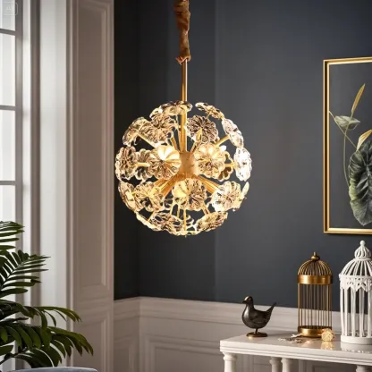 Modern Crystal Globe Chandelier with Ambient Light Image - 2
