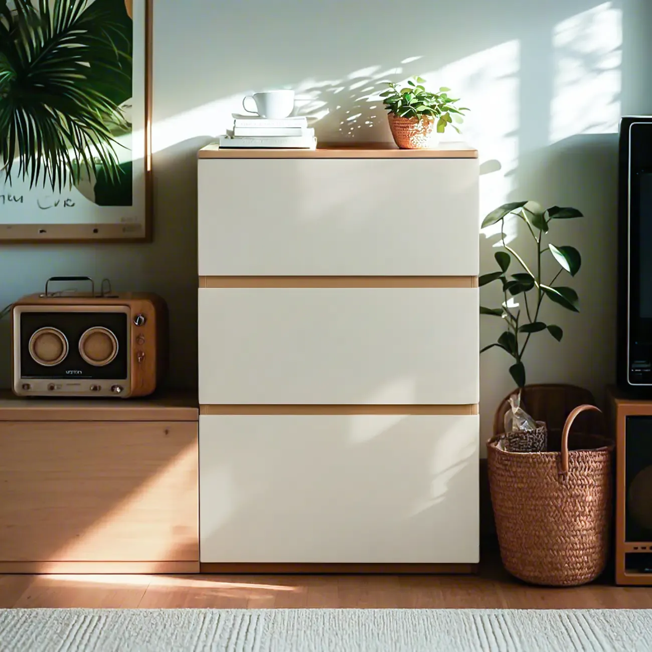 Nordic Wooden Double Dresser with 6-Drawers for Bedroom Image - 2