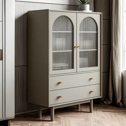 Elegant Wooden Combo Dresser with Shelves and 4-Drawers Image - 4