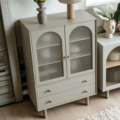 Elegant Wooden Combo Dresser with Shelves and 4-Drawers Image - 3