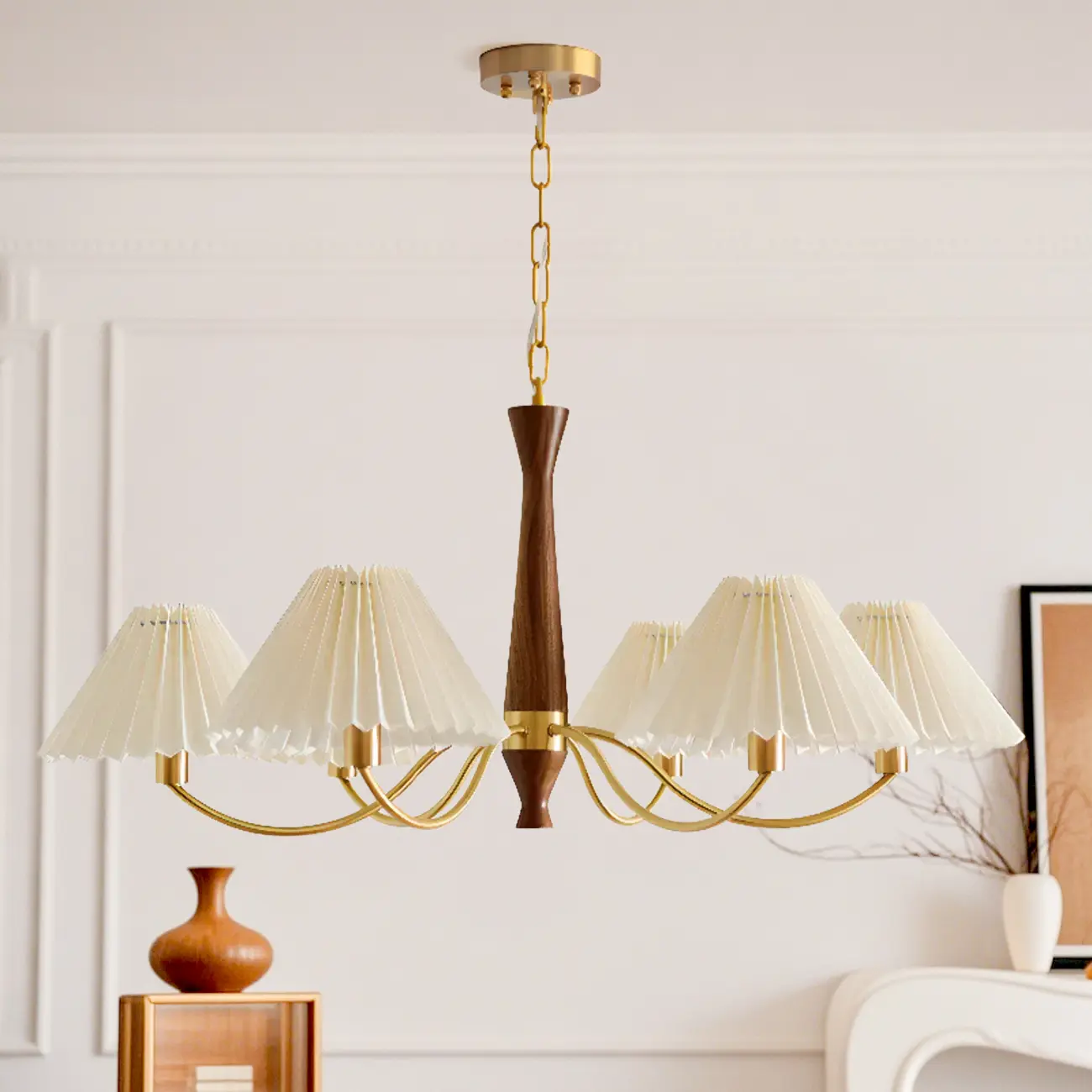 Modern Adjustable Pleated Fabric Chandelier for Living Room Image - 1 | homeyfad