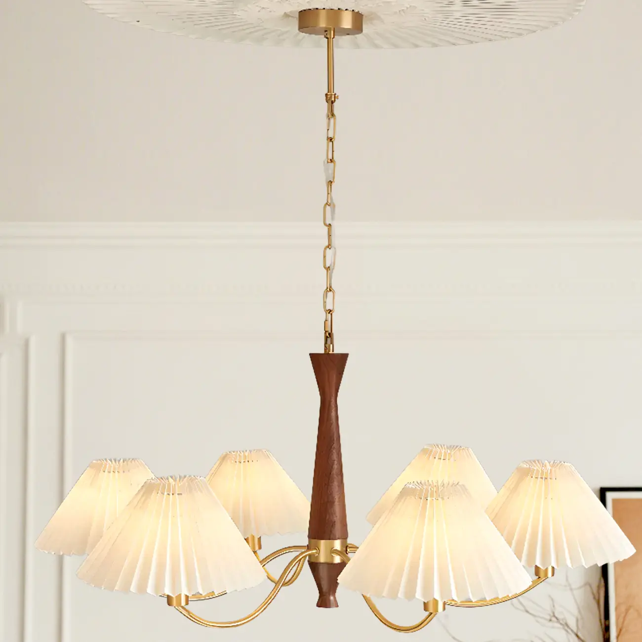 Modern Adjustable Pleated Fabric Chandelier for Living Room Image - 4 | homeyfad