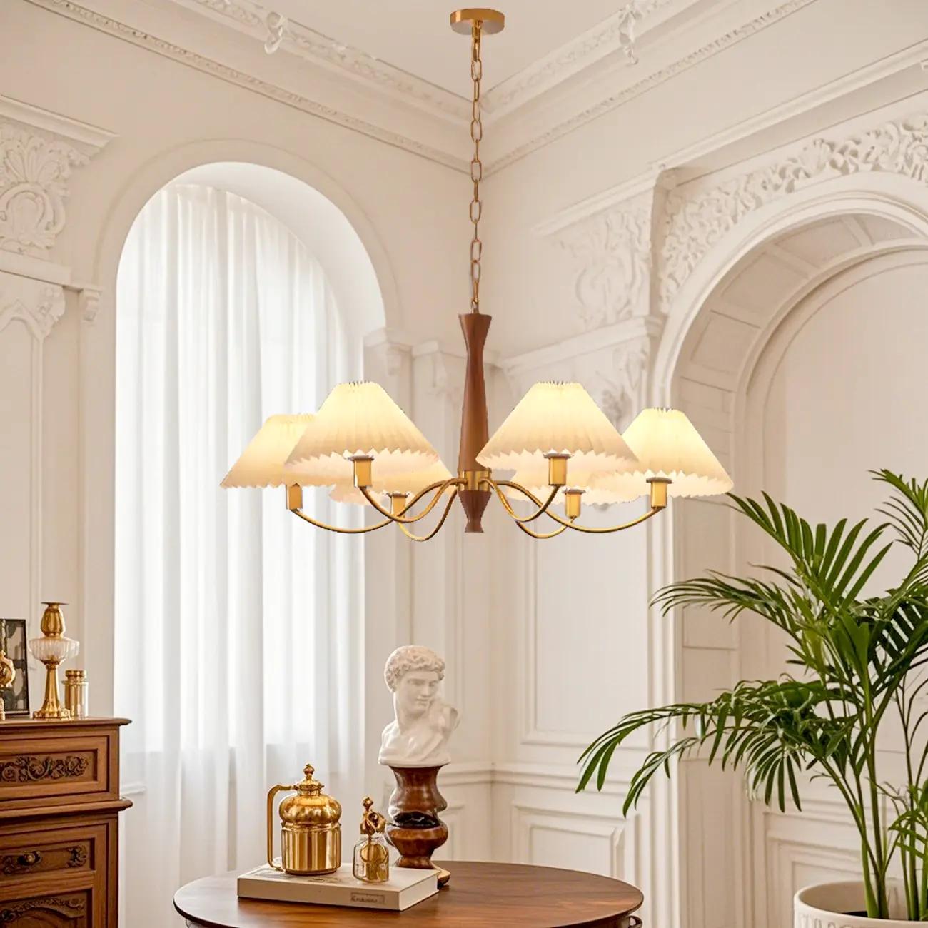 Modern Adjustable Pleated Fabric Chandelier for Living Room Image - 6 | homeyfad