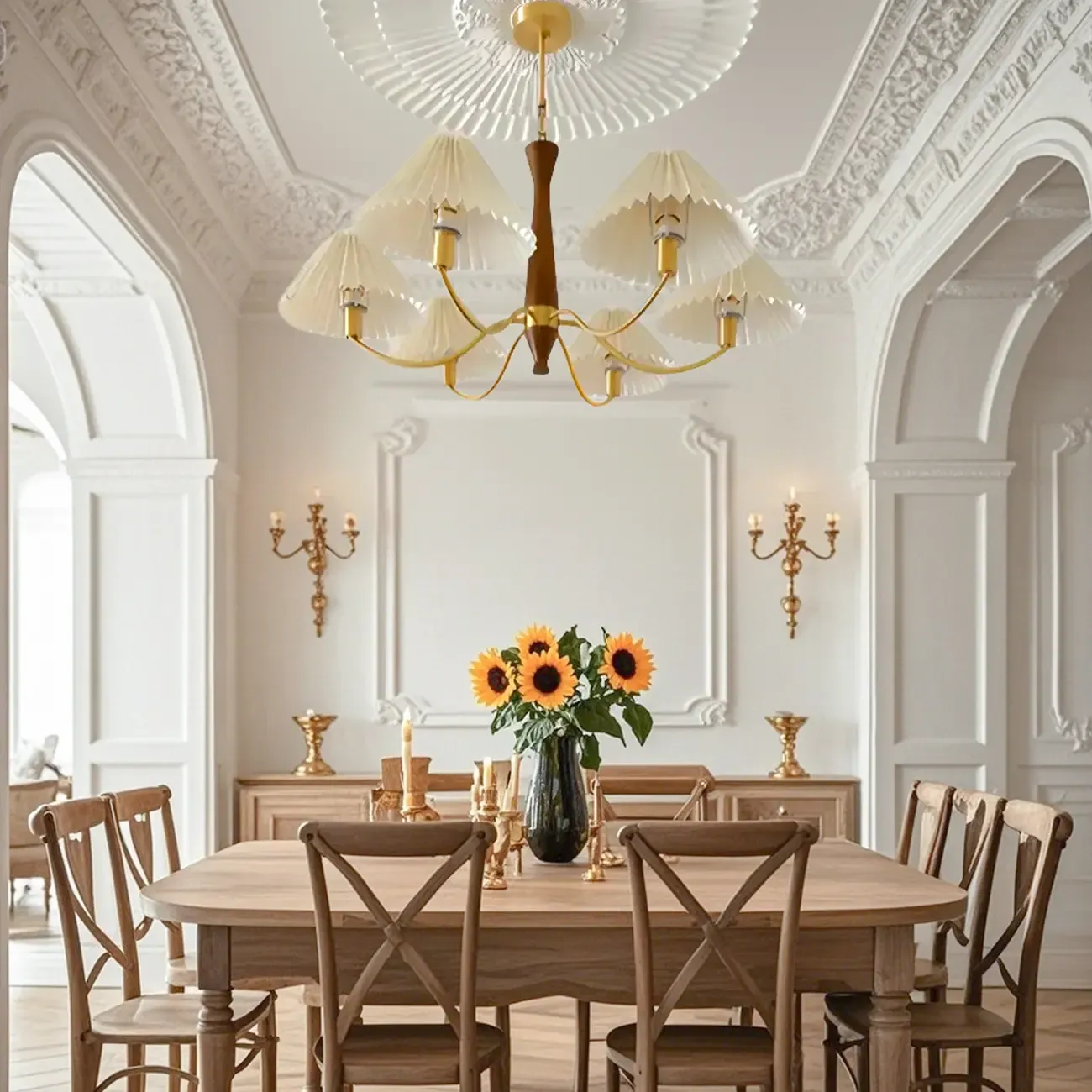 Modern Adjustable Pleated Fabric Chandelier for Living Room Image - 7