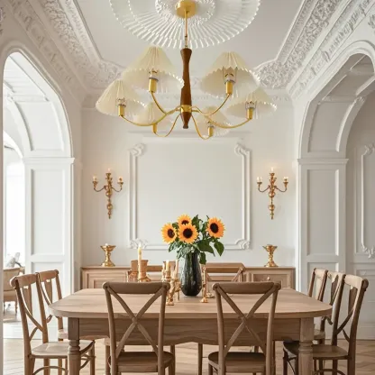 Modern Adjustable Pleated Fabric Chandelier for Living Room Image - 7