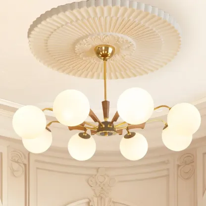 Modern White Glass Ball Chandelier with Adjustable Length  Image - 4