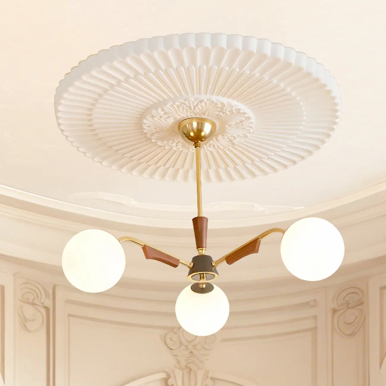 Modern White Glass Ball Chandelier with Adjustable Length  Image - 6 | homeyfad