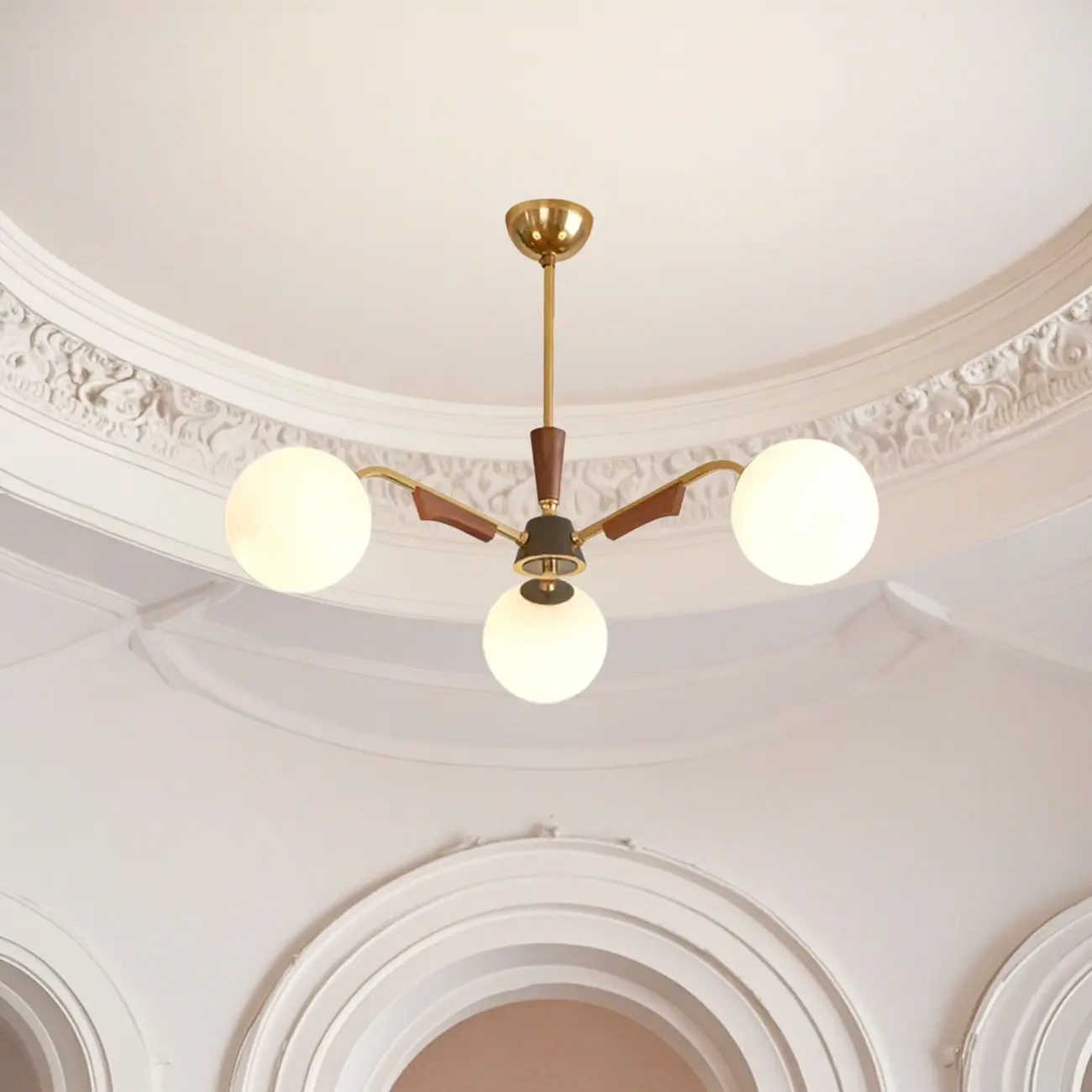 Modern White Glass Ball Chandelier with Adjustable Length  Image - 15 | homeyfad