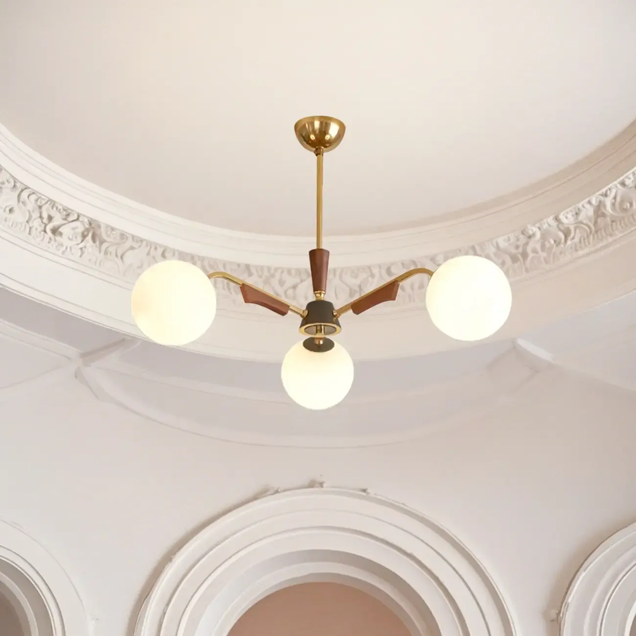 Modern White Glass Ball Chandelier with Adjustable Length  Image - 15