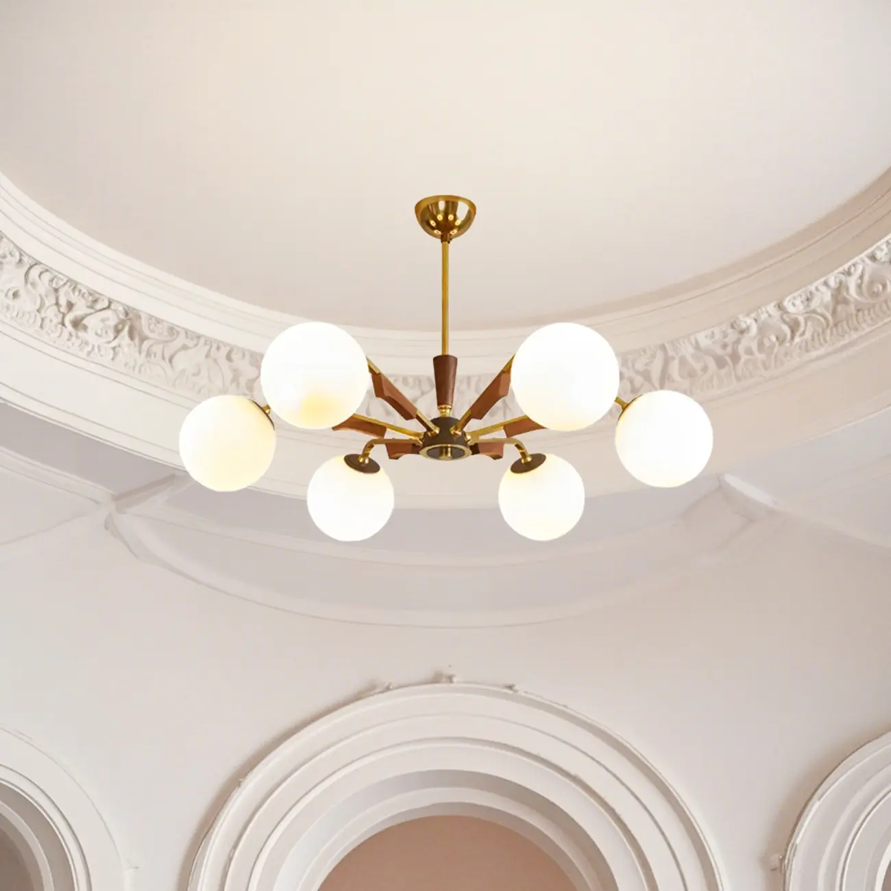 Modern White Glass Ball Chandelier with Adjustable Length  Image - 16 | homeyfad