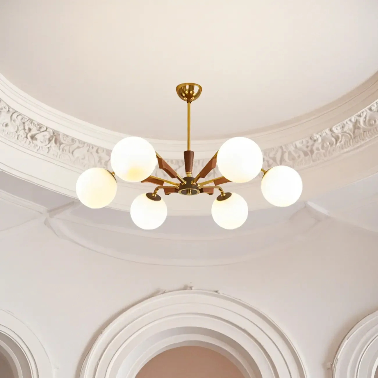 Modern White Glass Ball Chandelier with Adjustable Length  Image - 16