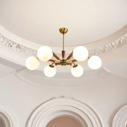 Modern White Glass Ball Chandelier with Adjustable Length  Image - 16