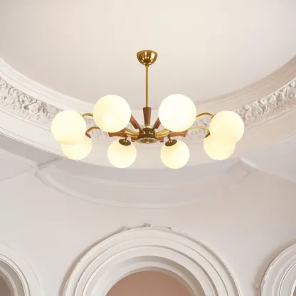 Modern White Glass Ball Chandelier with Adjustable Length  Image - 17