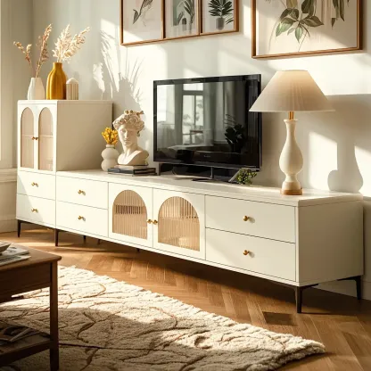 Glam Engineered Wood Juliet Arc TV Stand with Drawers Image - 1