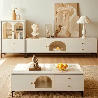 Glam Engineered Wood Juliet Arc TV Stand with Drawers Image - 3
