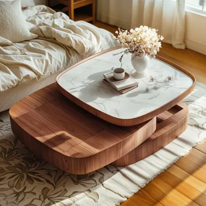 Scandinavian 3 Tiers Tray Top Coffee Table, Storage Included Image - 1