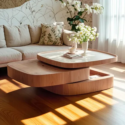 Scandinavian 3 Tiers Tray Top Coffee Table, Storage Included Image - 4