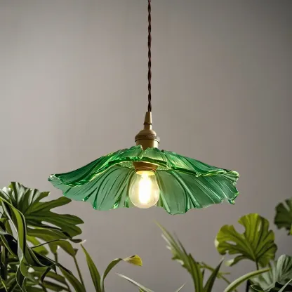 Designer Clear Glass Lotus Leaf Pendant Lamp for Bedroom Image - 17