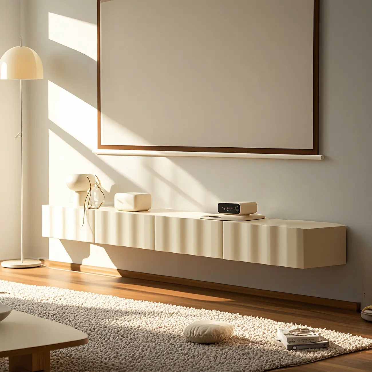 Glam Wooden Mueble Flotante Para TV Stand with Dual Drawers Image - 2 | homeyfad