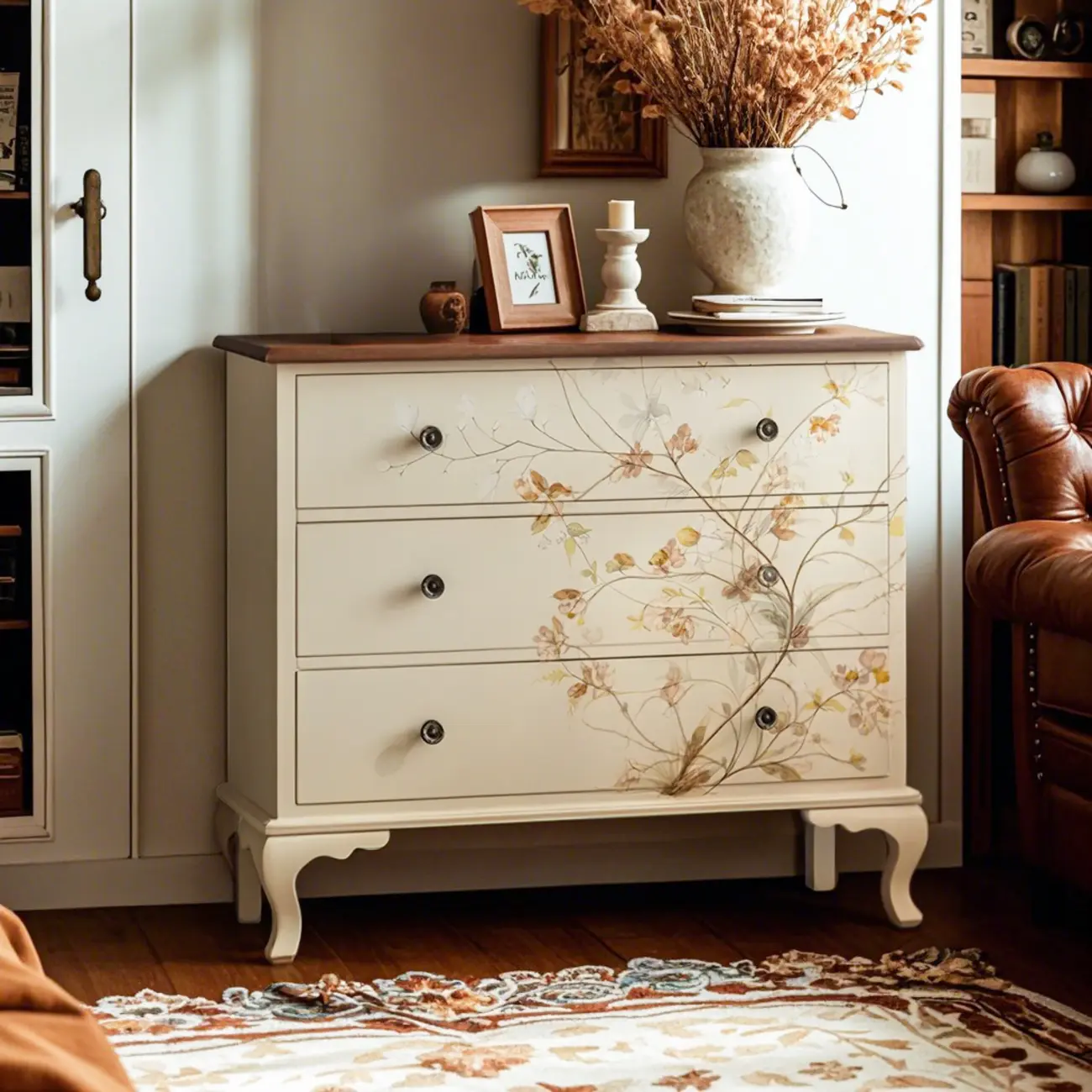 Rustic Off-White Solid Wood Bachelor Chest with 3-Drawers Image - 2 | homeyfad