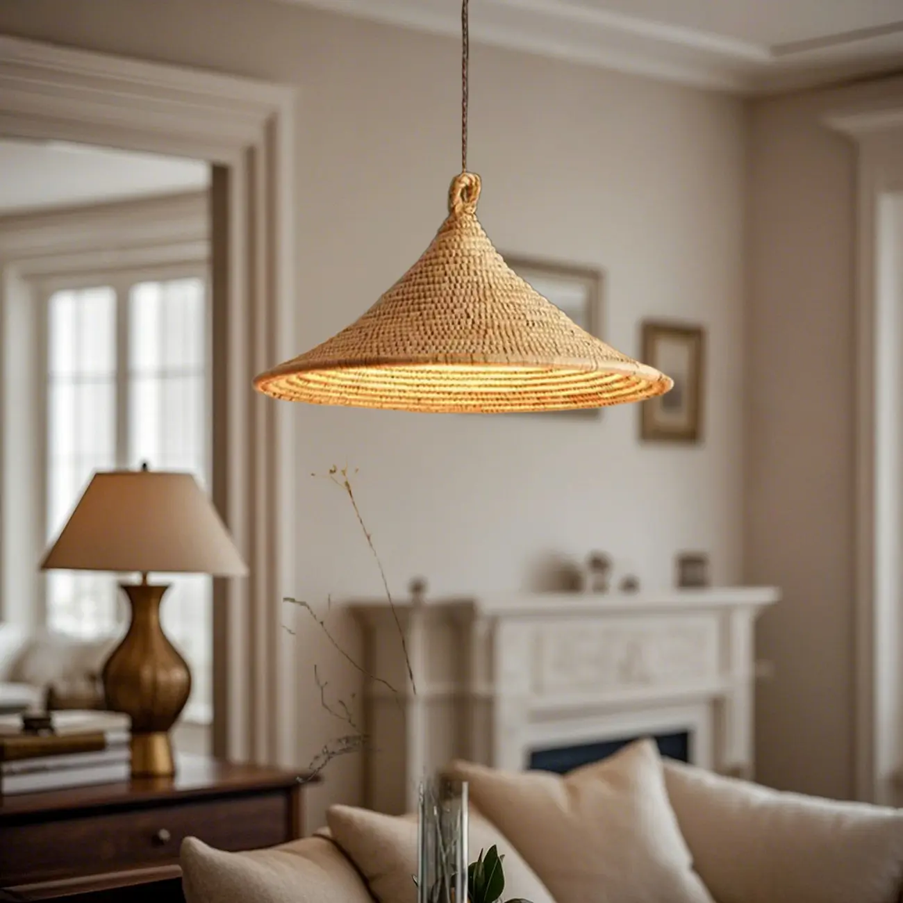Southeast Asia Style Rattan Cone Pendant Lamp for Decor Image - 3 | homeyfad