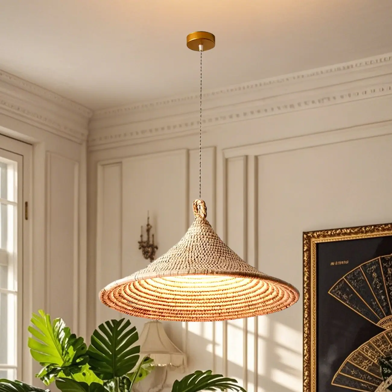 Southeast Asia Style Rattan Cone Pendant Lamp for Decor Image - 5 | homeyfad