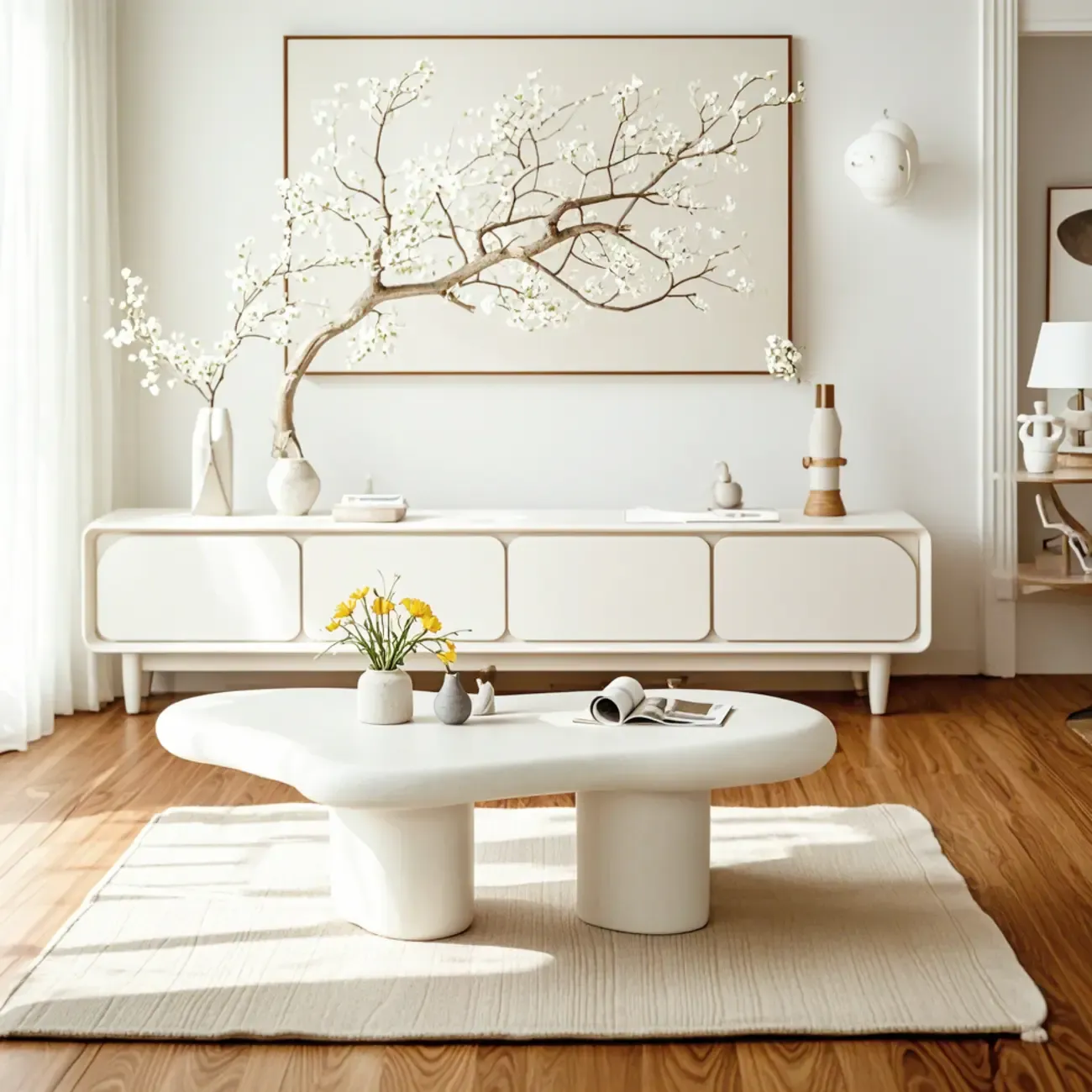 Modern White Irregular Coffee Table with Minimalist Design Image - 1